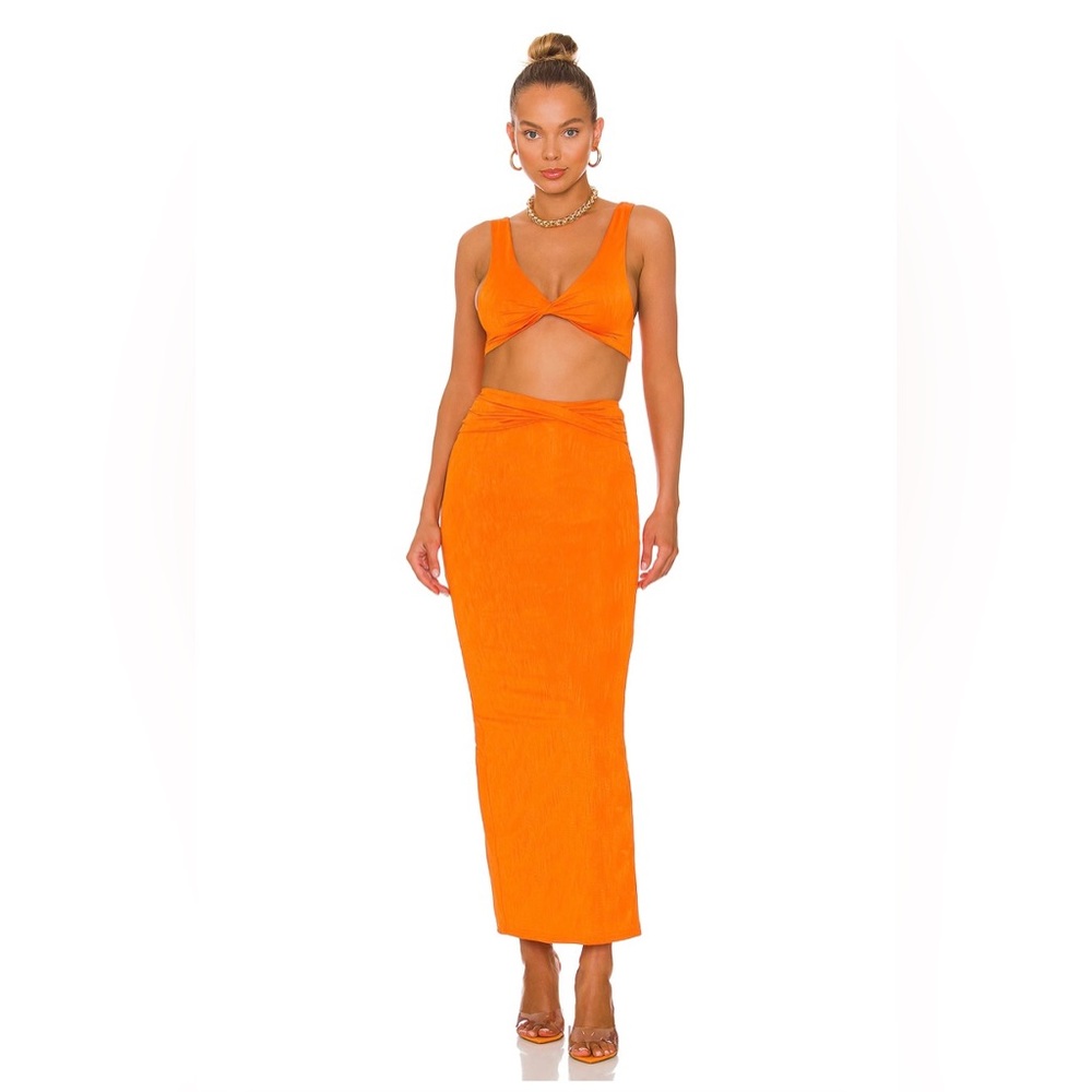 Superdown Joana Maxi Skirt Set in Tangerine from Revolve